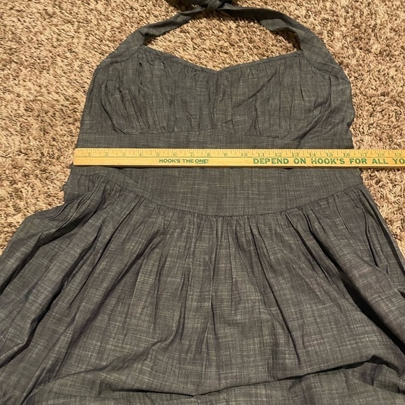 EShakti chambray halter tie neck sweetheart neck midi dress - Picture 4 of 11